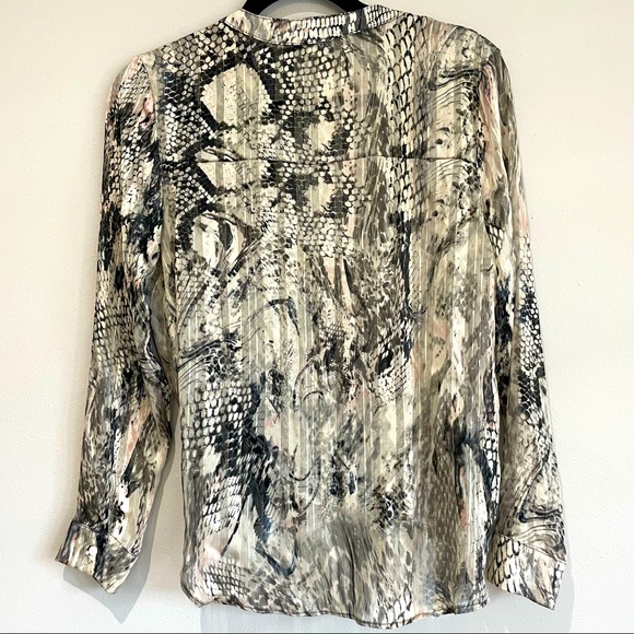 Olivia Graye Snakeskin Python Shimmer Crossover Top - Size Small - Picture 2 of 6